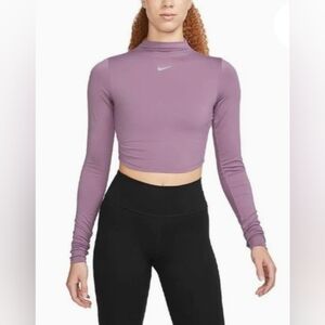 Nike XL Dri-Fit Luxe Cropped Purple Long Sleeve Top